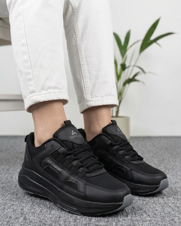 Unisex Fuspetli Spor Ayakkabı - Siyah Füme
