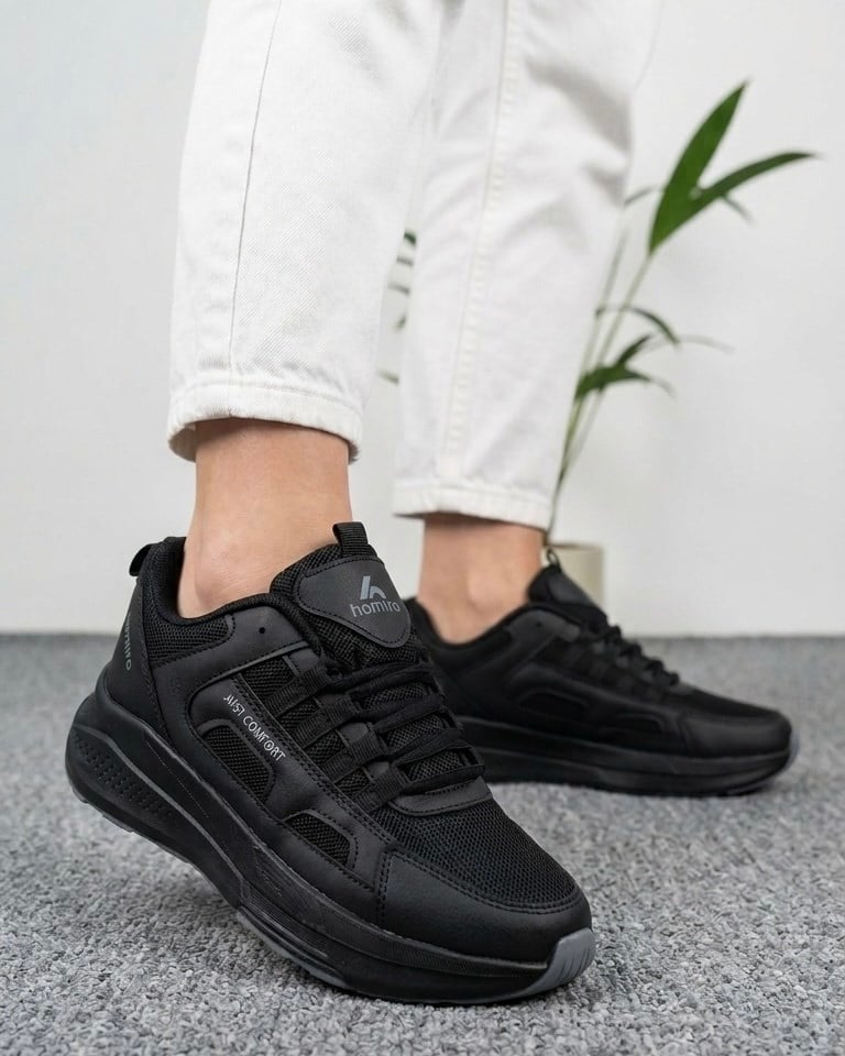 Unisex Fuspetli Spor Ayakkabı - Siyah Füme