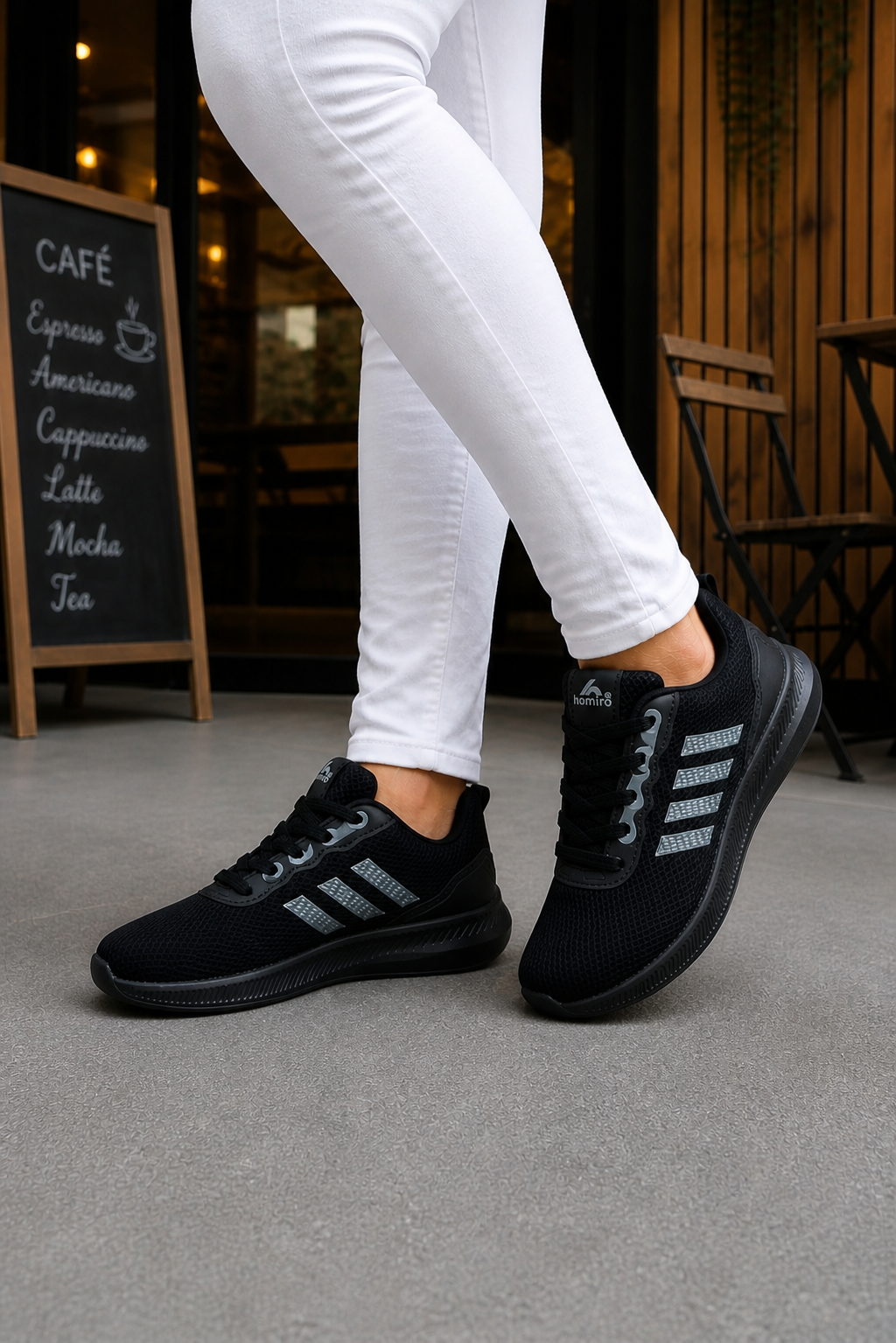 Unisex Fuspetli Spor Ayakkabı-Siyah-Beyaz