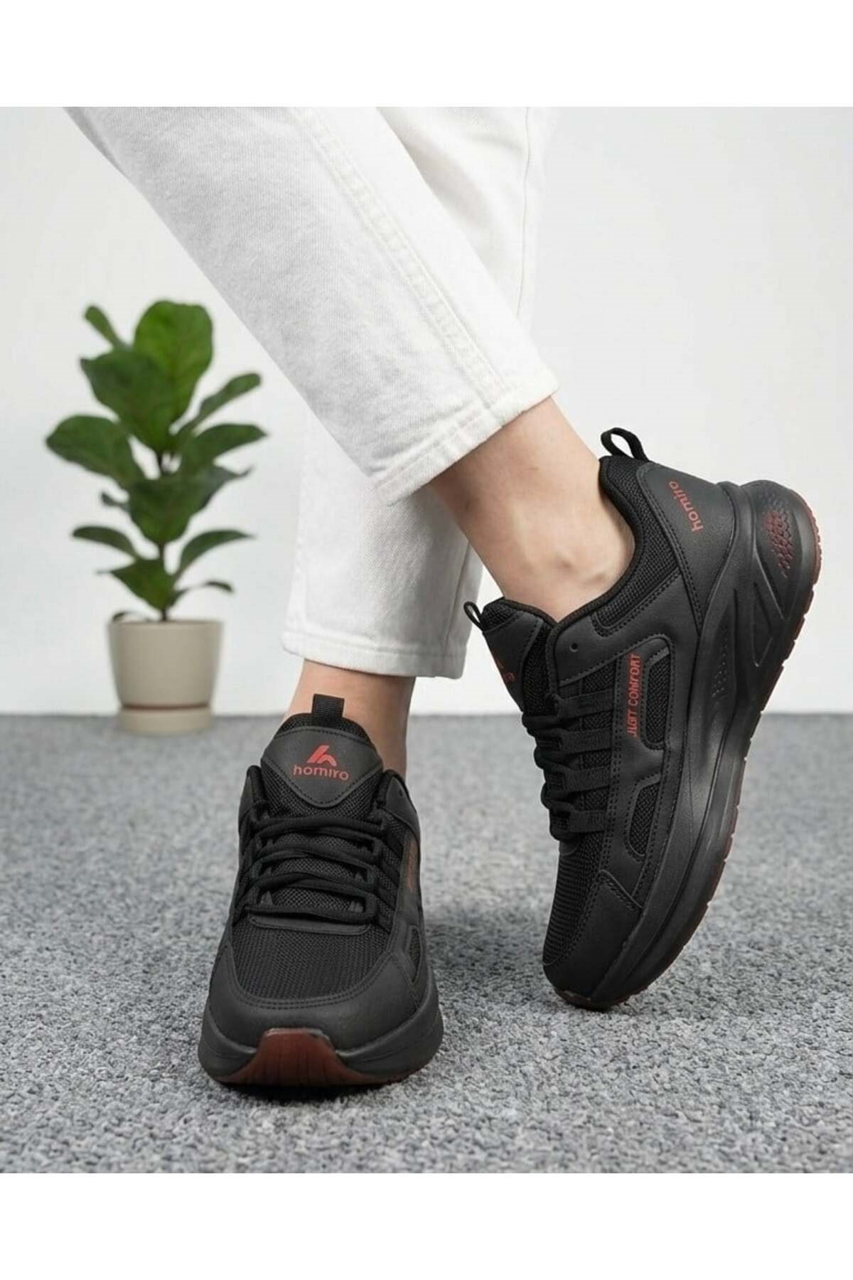 Unisex Fuspetli Spor Ayakkabı - Siyah Kırmızı