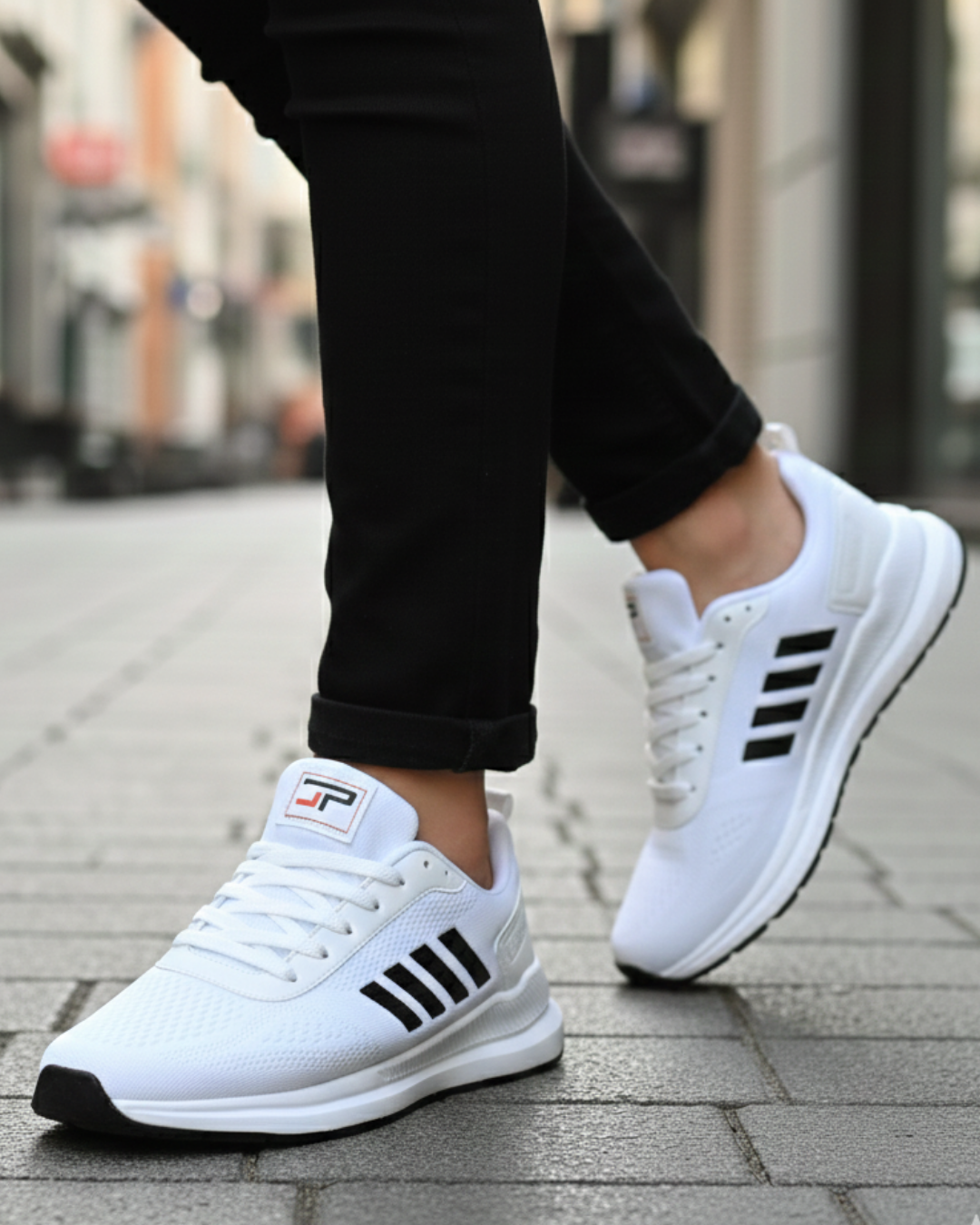 Unisex Micro Taban Fuspetli Spor Ayakkabı-Beyaz-Siyah