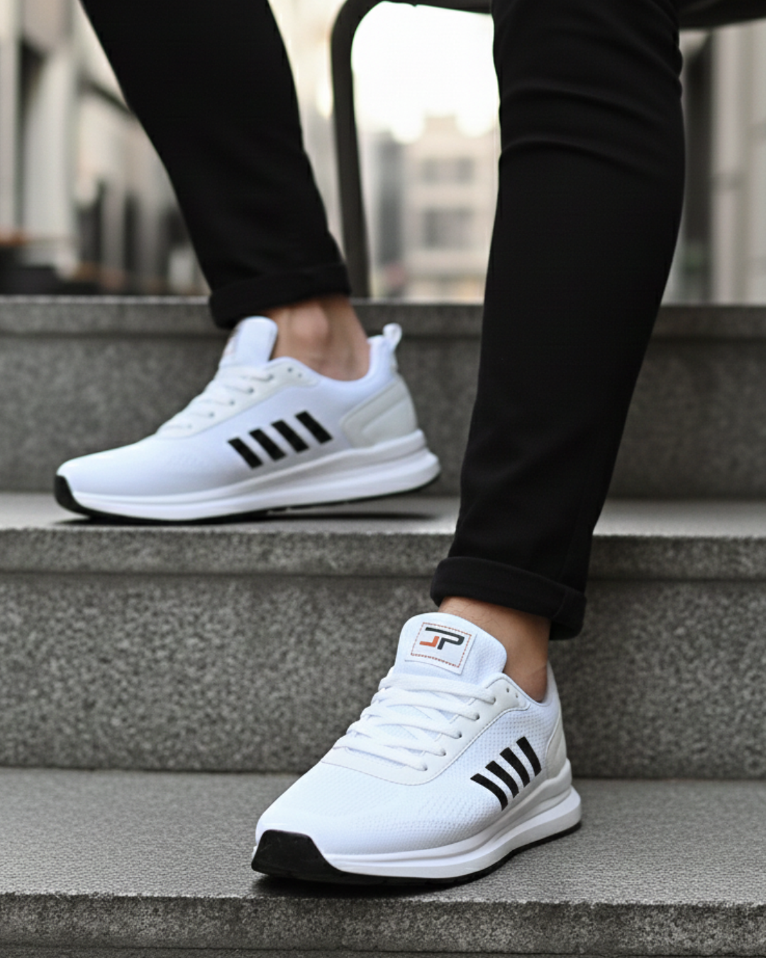 Unisex Micro Taban Fuspetli Spor Ayakkabı-Beyaz-Siyah