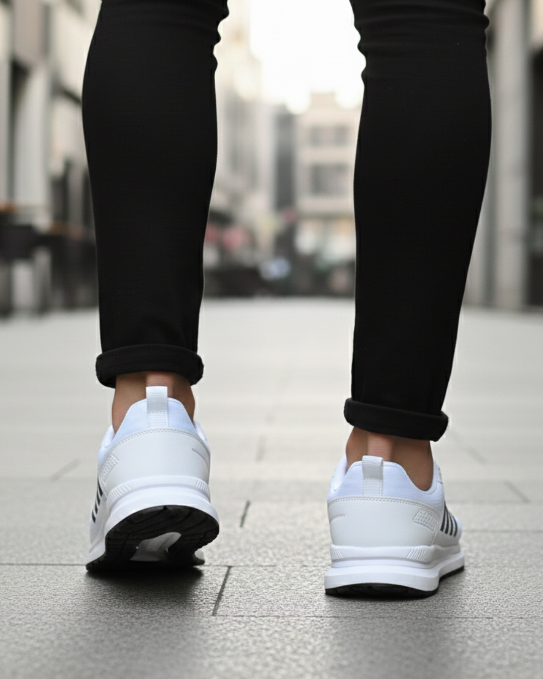 Unisex Micro Taban Fuspetli Spor Ayakkabı-Beyaz-Siyah