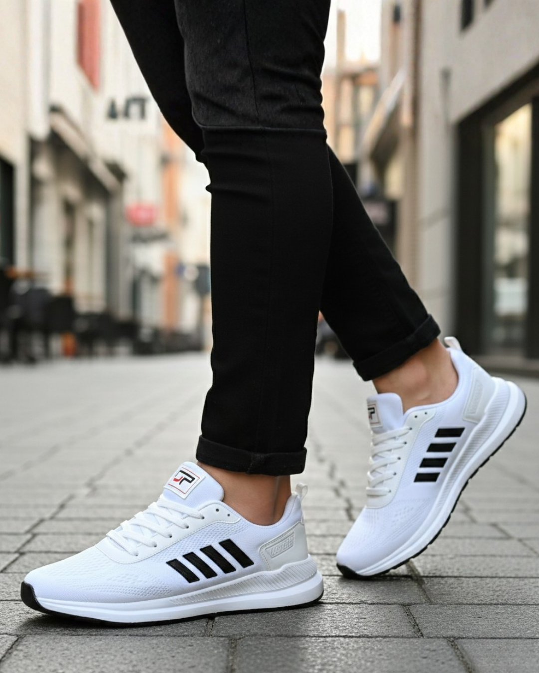 Unisex Micro Taban Fuspetli Spor Ayakkabı-Beyaz-Siyah