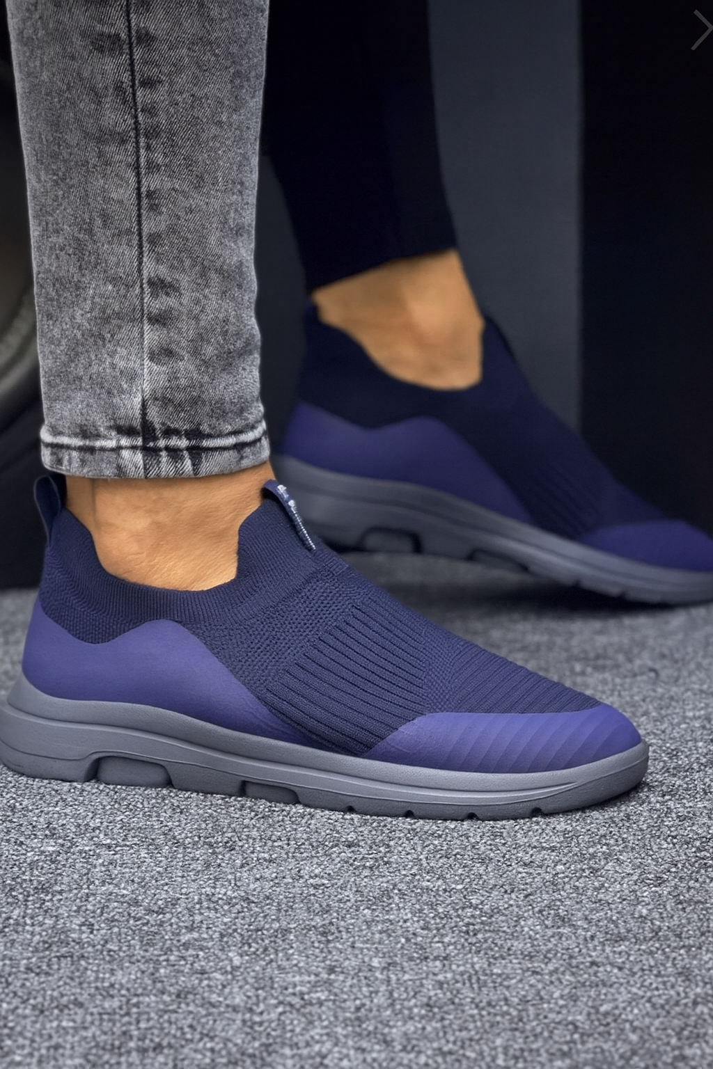 Unisex Ortopedik Bağcıksız Triko Spor Ayakkabı-Lacivert