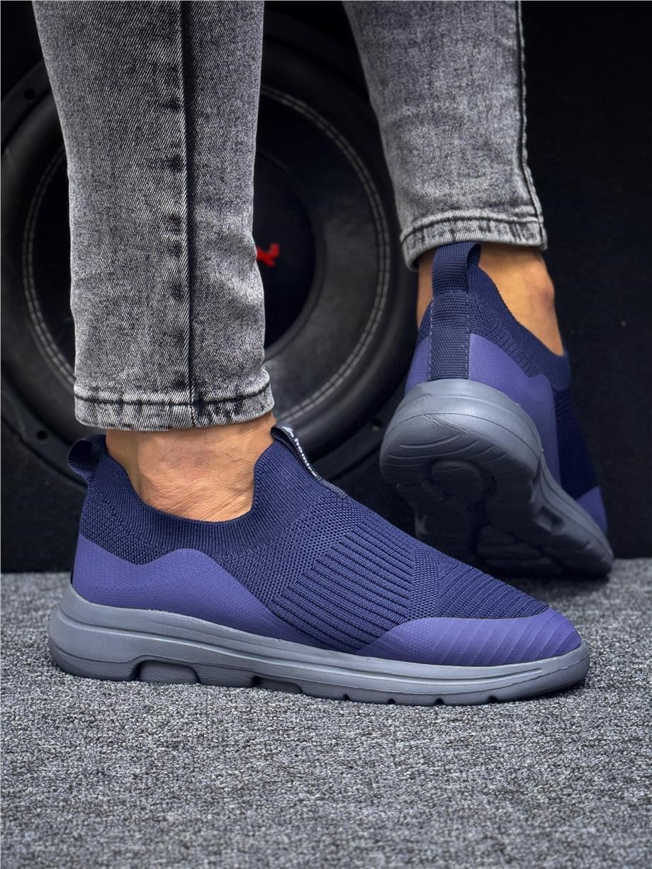 Unisex Ortopedik Bağcıksız Triko Spor Ayakkabı-Lacivert