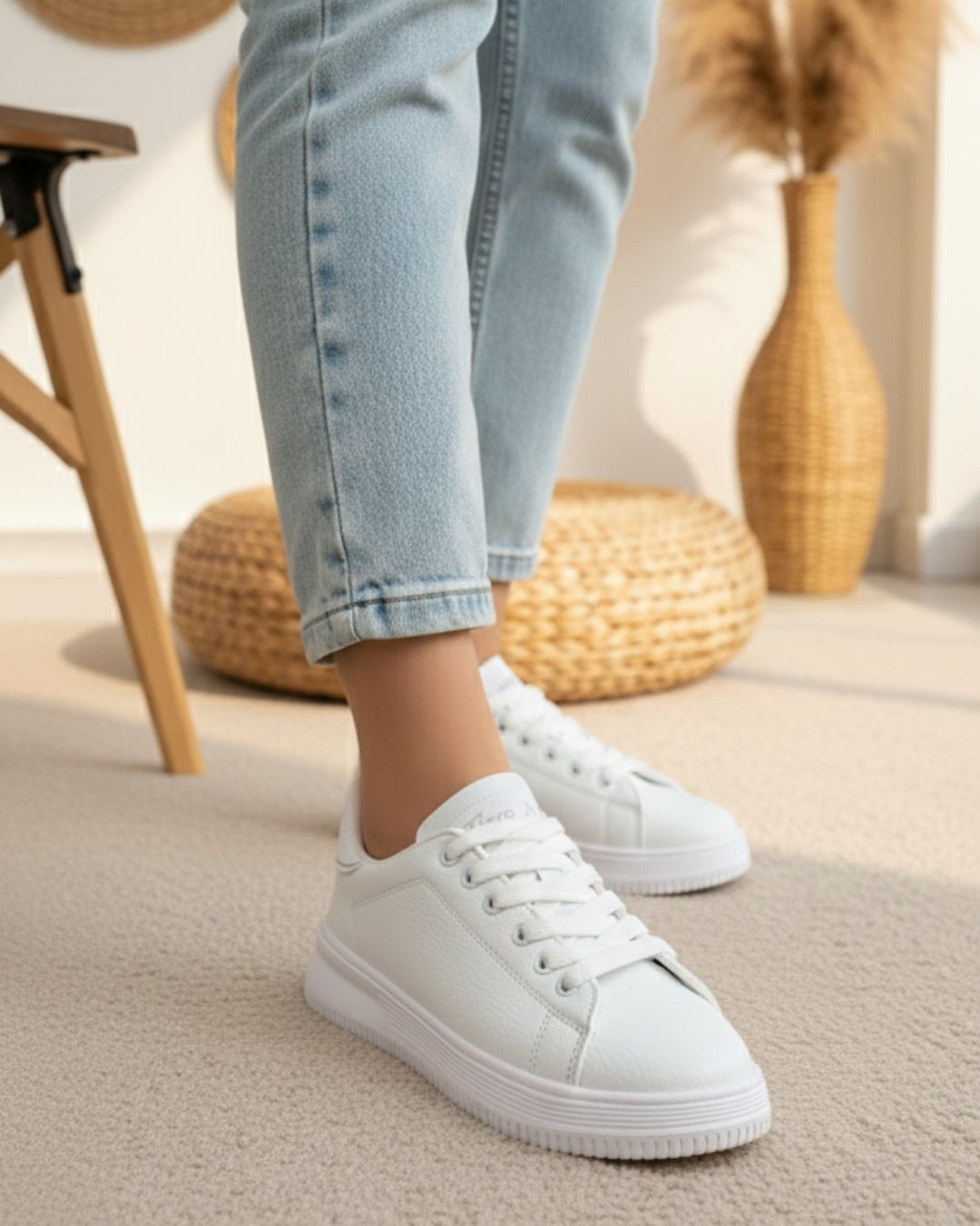 Unisex Ortopedik Rahat Spor Ayakkabı - Beyaz 