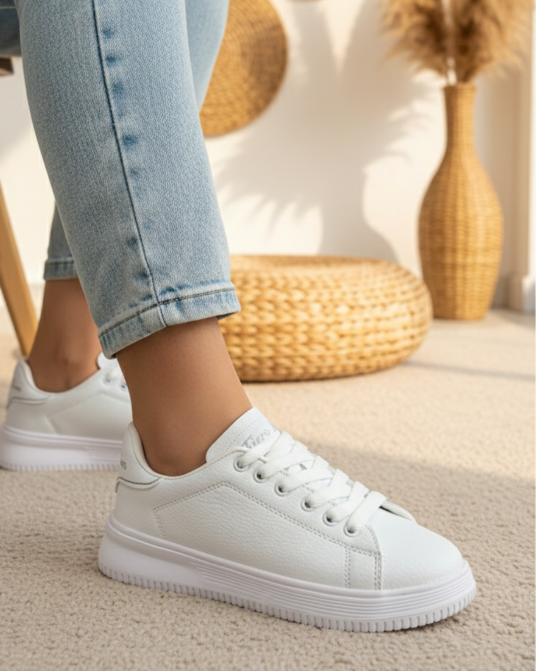 Unisex Ortopedik Rahat Spor Ayakkabı - Beyaz 
