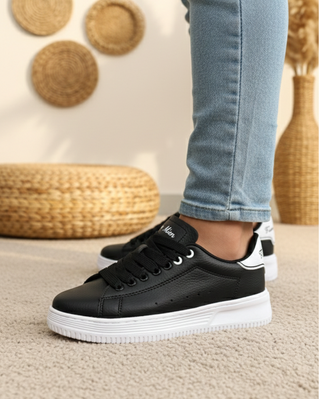 Unisex Ortopedik Rahat Spor Ayakkabı - Siyah Beyaz