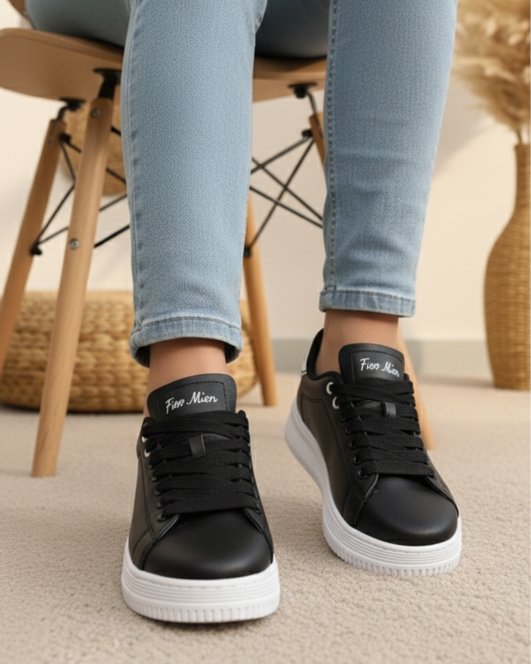 Unisex Ortopedik Rahat Spor Ayakkabı - Siyah Beyaz