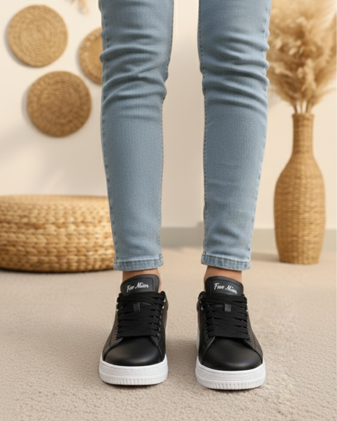 Unisex Ortopedik Rahat Spor Ayakkabı - Siyah Beyaz
