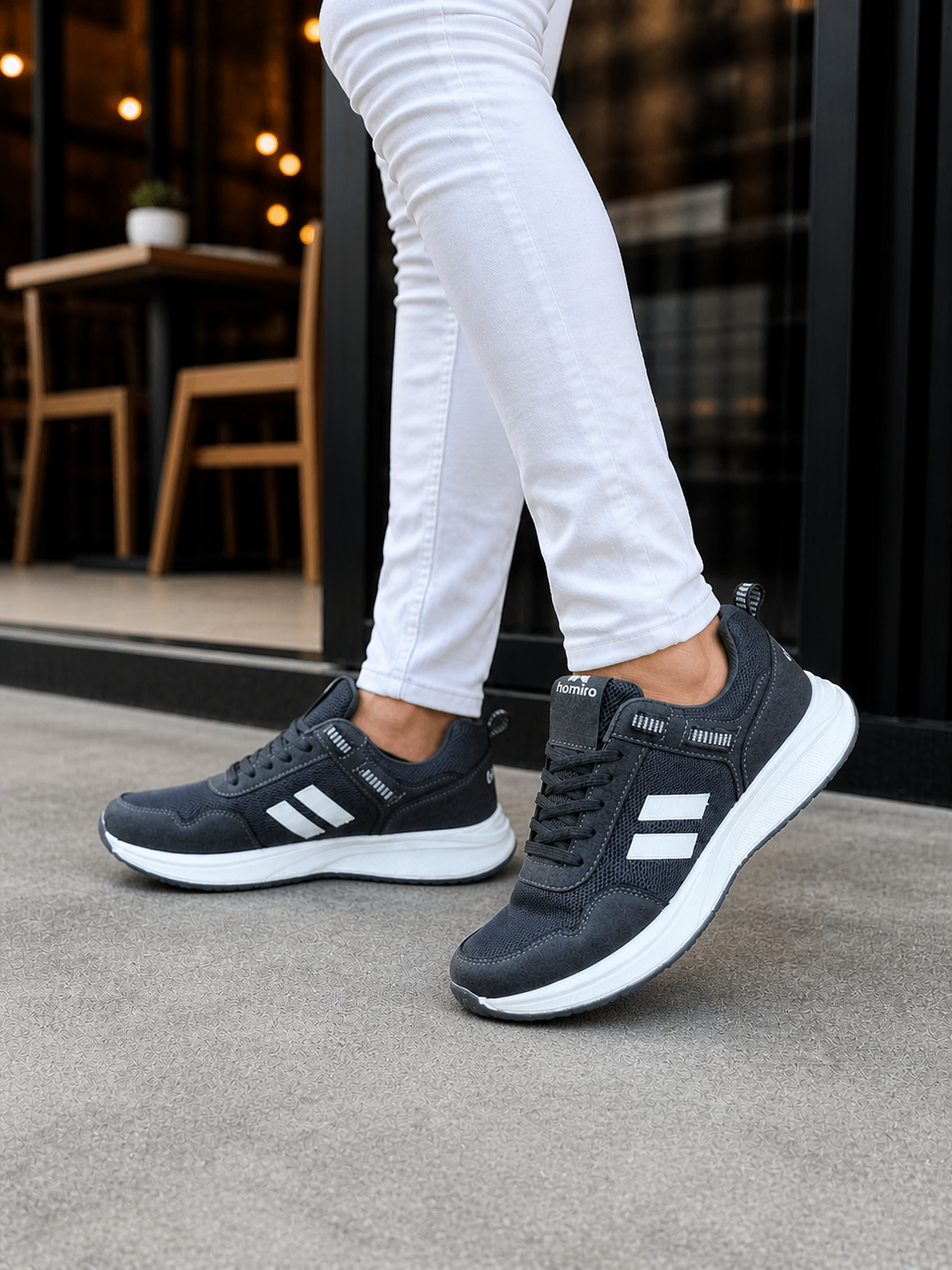 Unisex  Poli Taban Spor Sneaker Ayakkabı-Füme-Beyaz