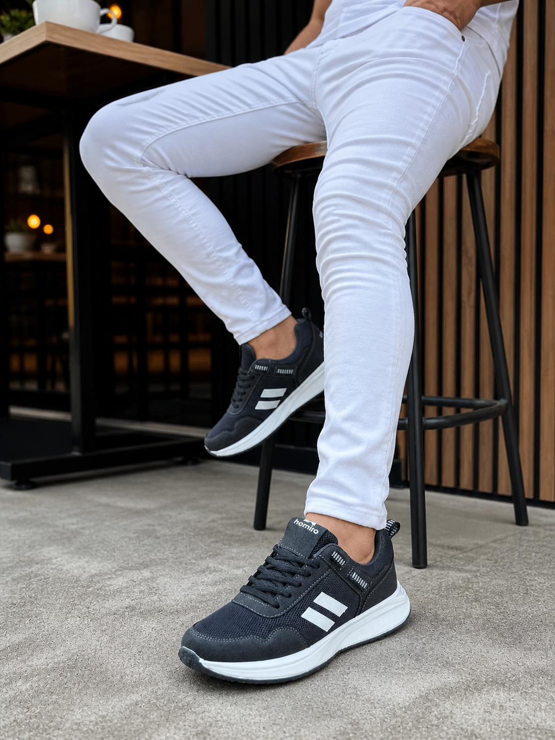 Unisex  Poli Taban Spor Sneaker Ayakkabı-Füme-Beyaz