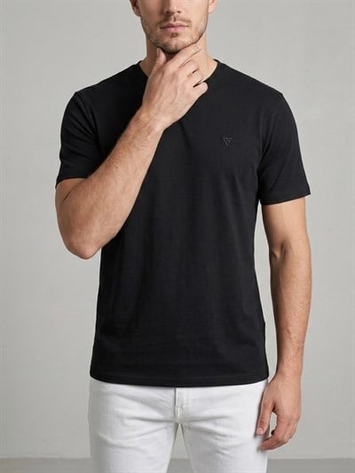  Erkek Basic Slim Fit Bisiklet Yaka T-Shirt - Siyah