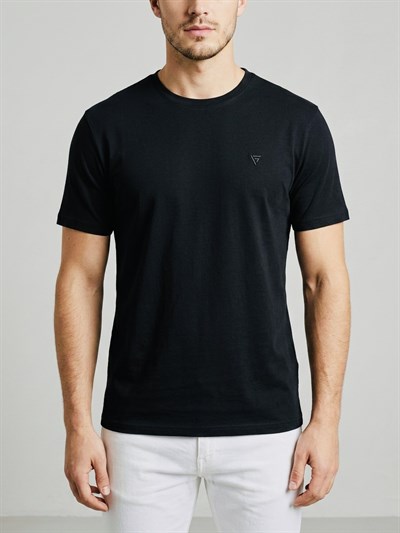  Erkek Basic Slim Fit Bisiklet Yaka T-Shirt - Siyah