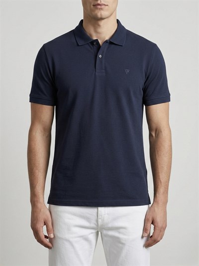  Erkek Polo Yaka Basic Kısa Kollu Günlük T-Shirt - Lacivert