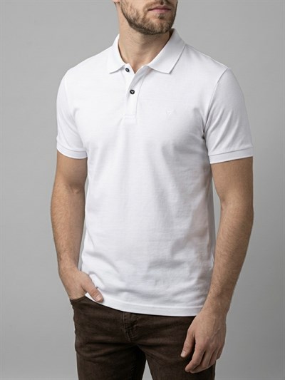  Erkek Polo Yaka Basic Kısa Kollu Günlük T-Shirt - Beyaz