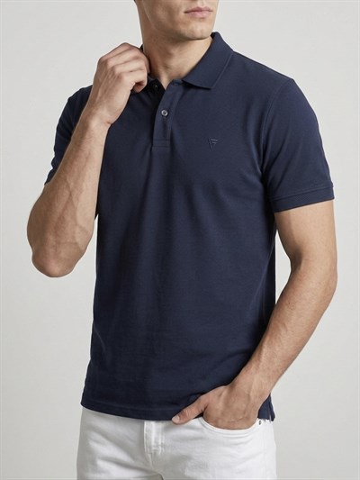  Erkek Polo Yaka Basic Kısa Kollu Günlük T-Shirt - Lacivert