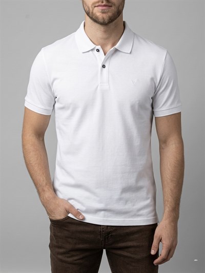  Erkek Polo Yaka Basic Kısa Kollu Günlük T-Shirt - Beyaz