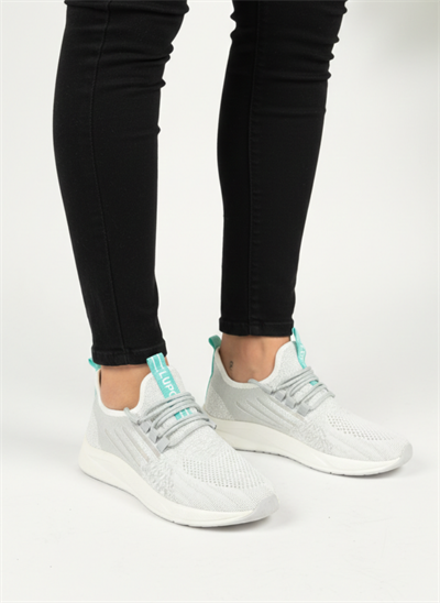 Bağcıklı Triko Unisex Spor Ayakkabı-Buz Beyaz Su Yeşili