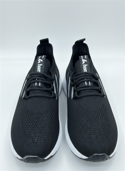 Bağcıklı Triko Unisex Spor Ayakkabı-Siyah Beyaz