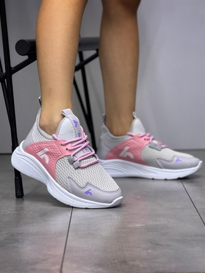 Bağcıklı Unisex Çocuk Spor Ayakkabısı-Buz-Şeker Pembe