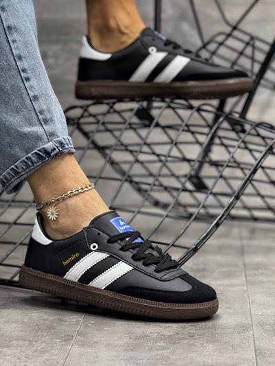 Bağcıklı Unisex Spor Sneaker Ayakkabı-Siyah-Beyaz