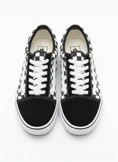 Bağcıklı Unisex Spor Sneaker - Siyah Damalı