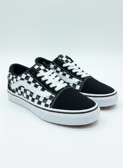 Bağcıklı Unisex Spor Sneaker - Siyah Damalı