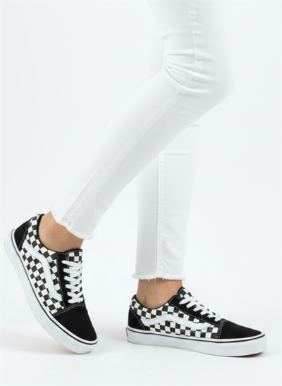 Bağcıklı Unisex Spor Sneaker - Siyah Damalı