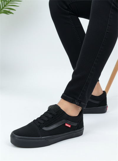Bağcıklı Unisex Spor Sneaker - Siyah Kömür