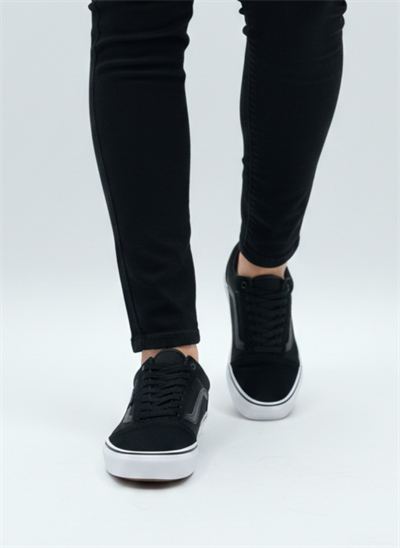 Bağcıklı Unisex Spor Sneaker - Siyah Taba Beyaz