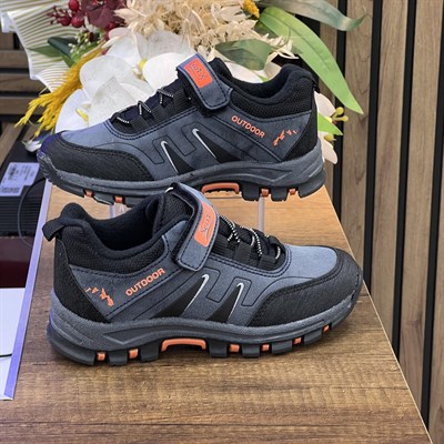 Bantlı Unisex Kısa Çocuk Spor Outdoor Ayakkabı-Lacivert-Oranj