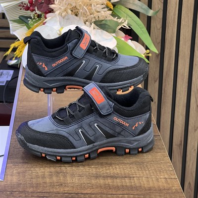 Bantlı Unisex Kısa Çocuk Spor Outdoor Ayakkabı-Lacivert-Oranj