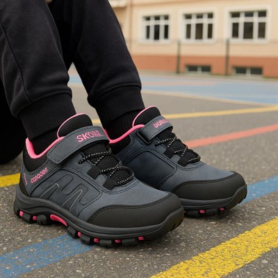 Bantlı Unisex Kısa Çocuk Spor Outdoor Ayakkabı-Lacivert Fuji