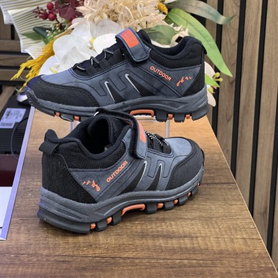 Bantlı Unisex Kısa Çocuk Spor Outdoor Ayakkabı-Lacivert-Oranj