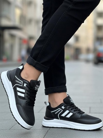 Erkek Anorak Fuspetli Spor Ayakkabı - Siyah Beyaz