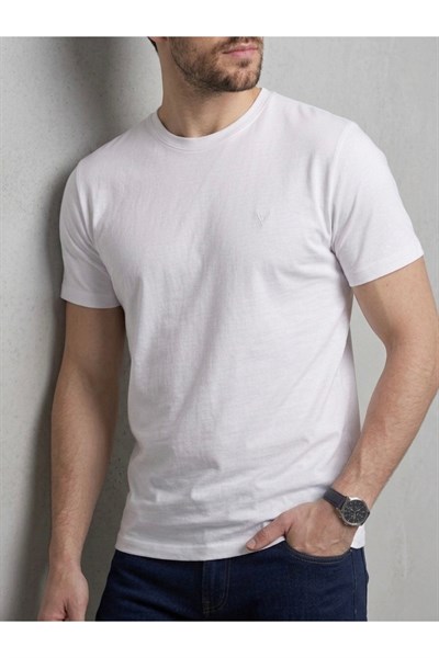 Erkek Basic Slim Fit Bisiklet Yaka T-Shirt - Siyah