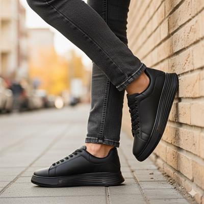 Erkek Kalın Tabanlı Spor Sneaker - Siyah