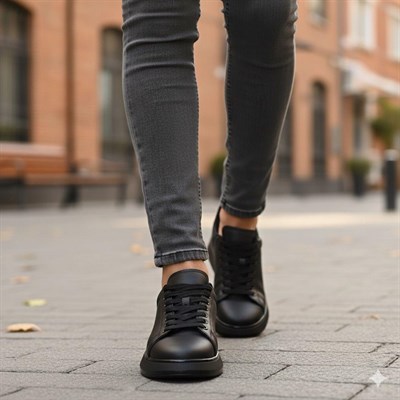 Erkek Kalın Tabanlı Spor Sneaker - Siyah