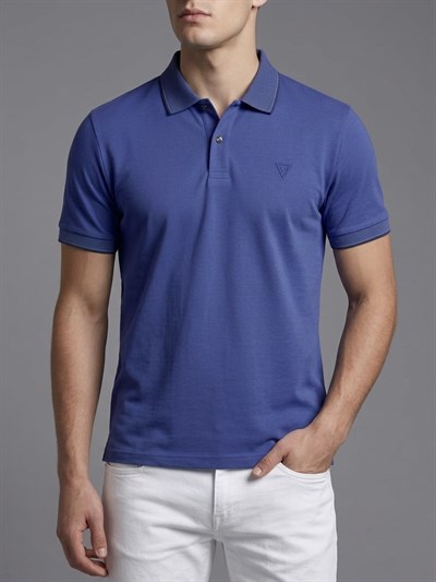 Erkek Polo Yaka Basic Kısa Kollu Günlük T-Shirt - Sax Mavi