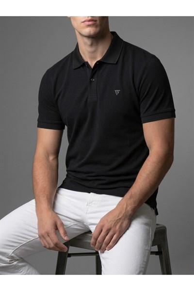 Erkek Polo Yaka Basic Kısa Kollu Günlük T-Shirt - Lacivert