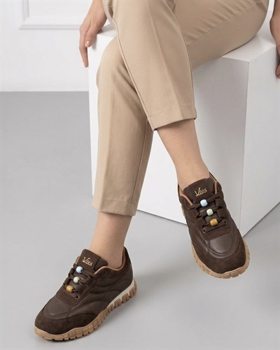 Kadın Bağcıklı Casual Sneaker Ayakkabı - Kahve