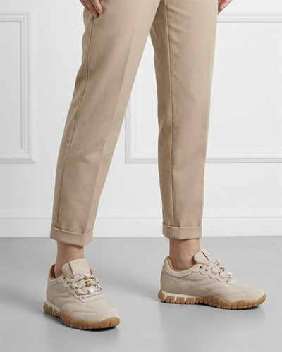 Kadın Bağcıklı Casual Sneaker Ayakkabı - Bej