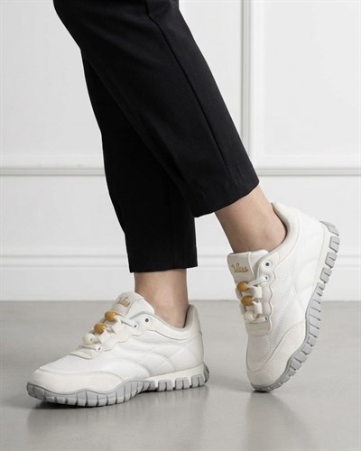Kadın Bağcıklı Casual Sneaker Ayakkabı - Beyaz