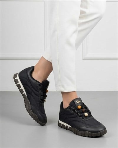 Kadın Bağcıklı Casual Sneaker Ayakkabı - Siyah