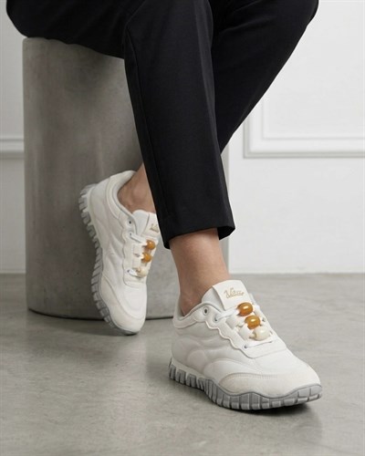 Kadın Bağcıklı Casual Sneaker Ayakkabı - Beyaz