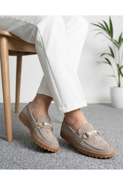 Kadın Süet Loafer Tokalı Günlük Ayakkabı - Siyah