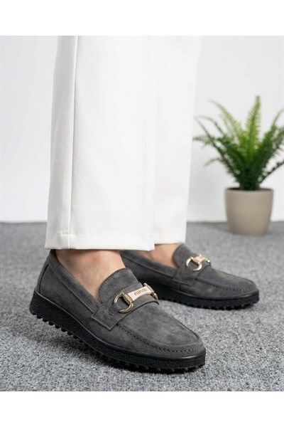 Kadın Süet Loafer Tokalı Günlük Ayakkabı - Siyah