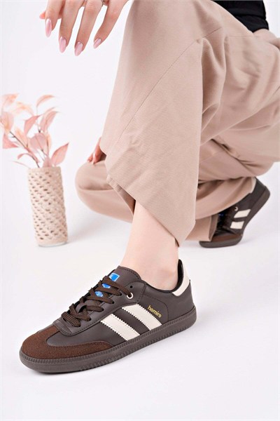Unisex Bağcıklı Spor Ayakkabı-Bej-Siyah